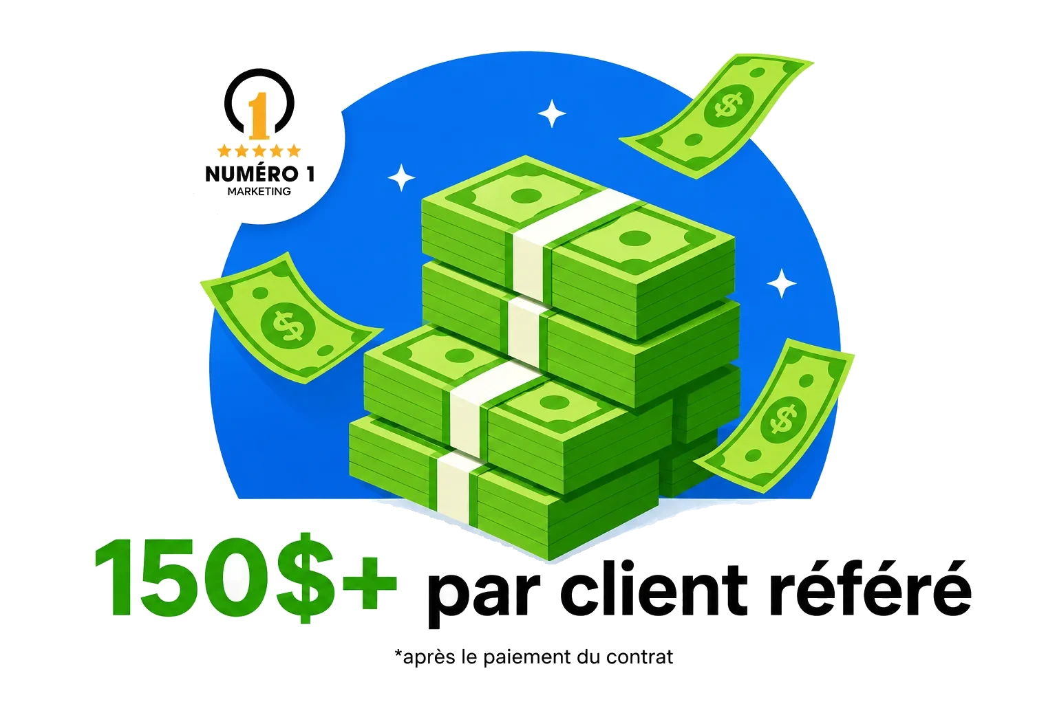 Commission de référencement à partir de 150 dollars